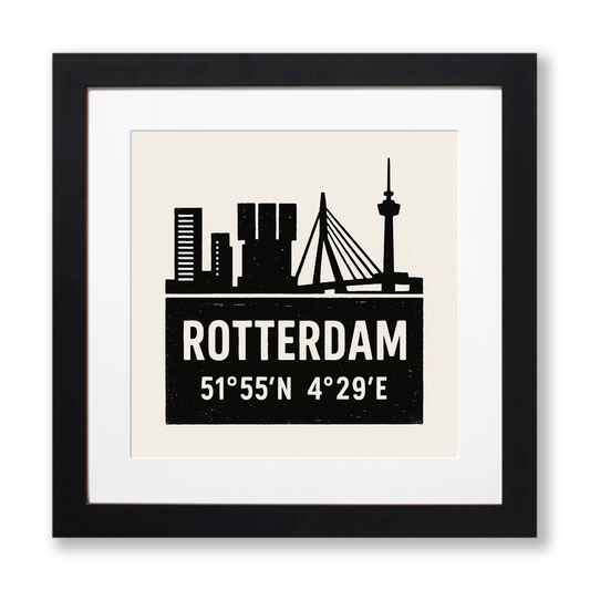 Place Coordinates Linoprint-Style Art (c253)