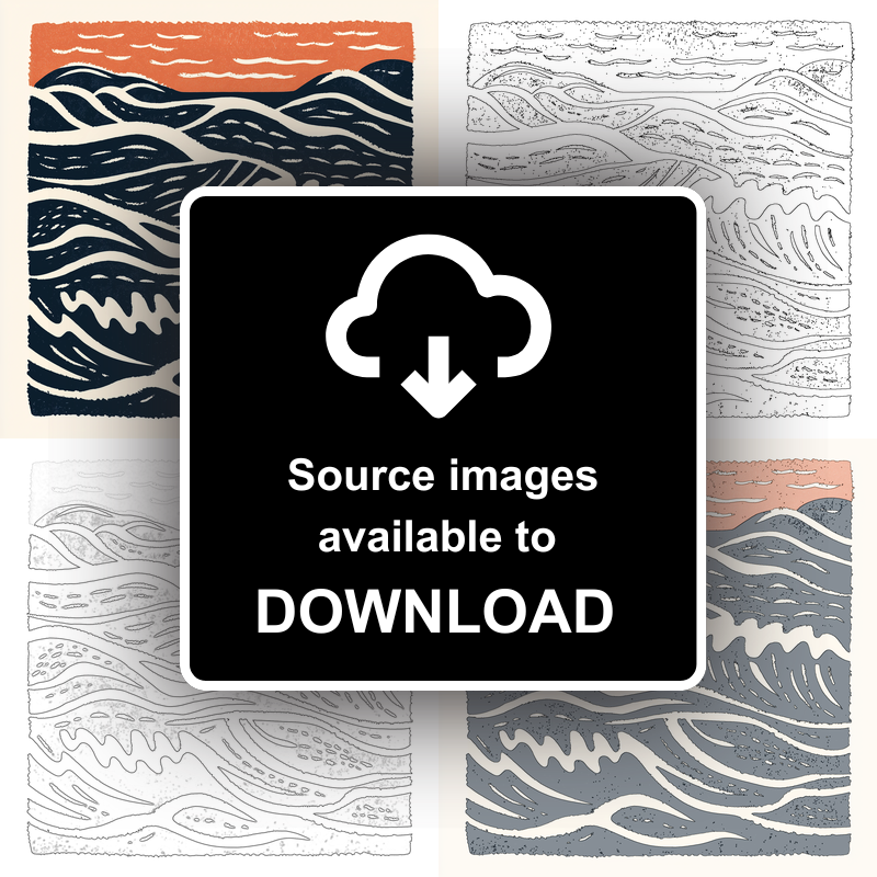 Sand patterns left by the tide Linoprint-Style Art (2025-1)