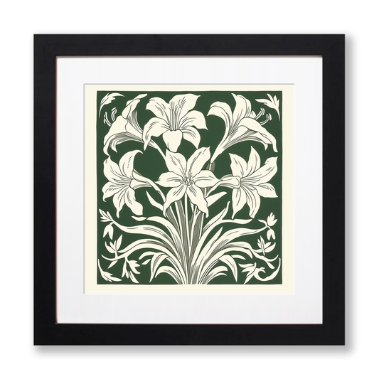 Amaryllis Linoprint-Style Art (1692-1)