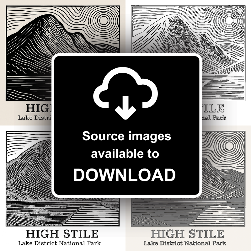 Mountains Linoprint-Style Art (c357)