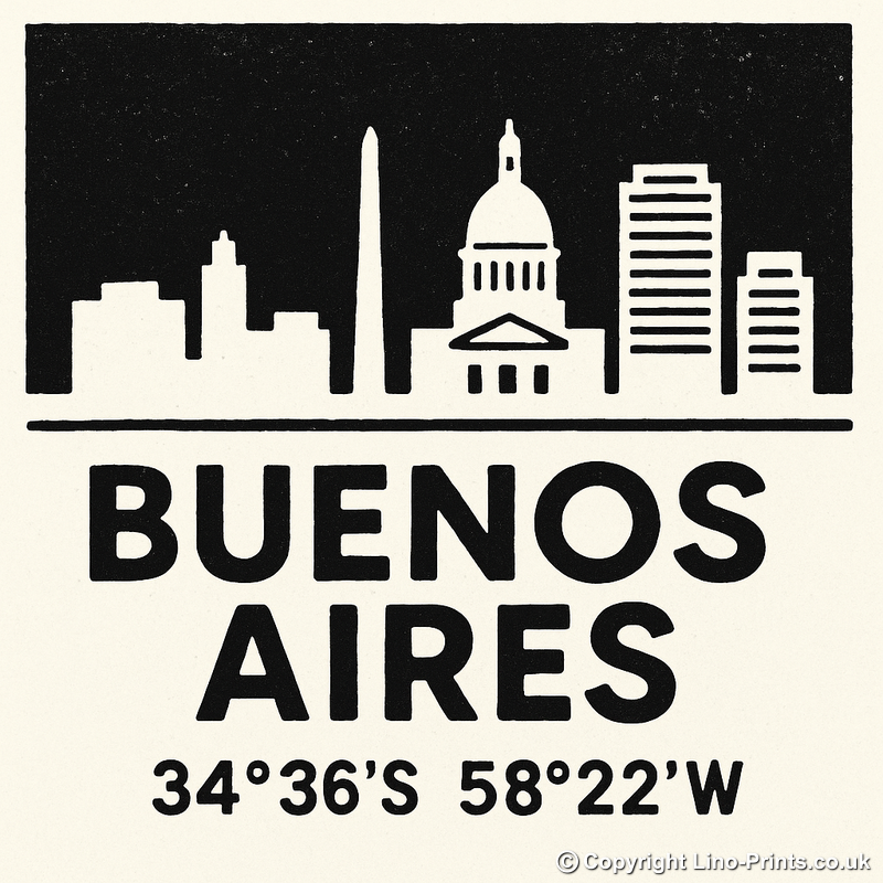 Place Coordinates Linoprint-Style Art (c281)