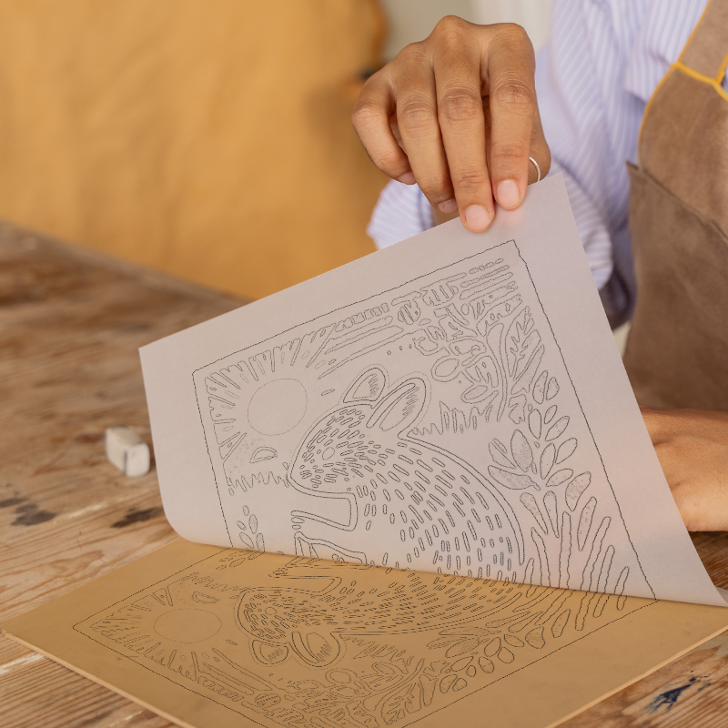 Cute Chinchilla Linoprint-Style Art (50-1)