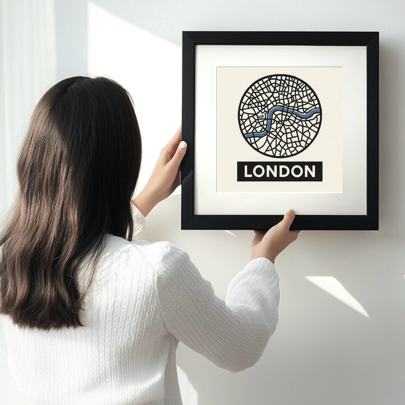 Maps Linoprint-Style Art (c14)