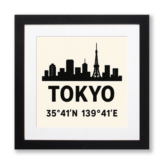 Place Coordinates Linoprint-Style Art (c346)