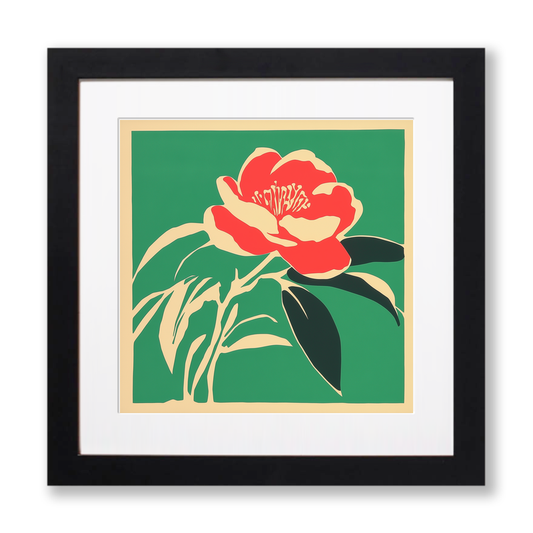 Camellia Linoprint-Style Art (1634-1)