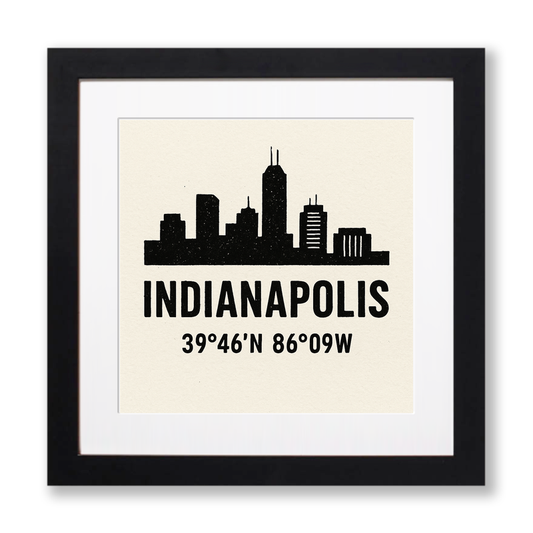 Place Coordinates Linoprint-Style Art (c262)