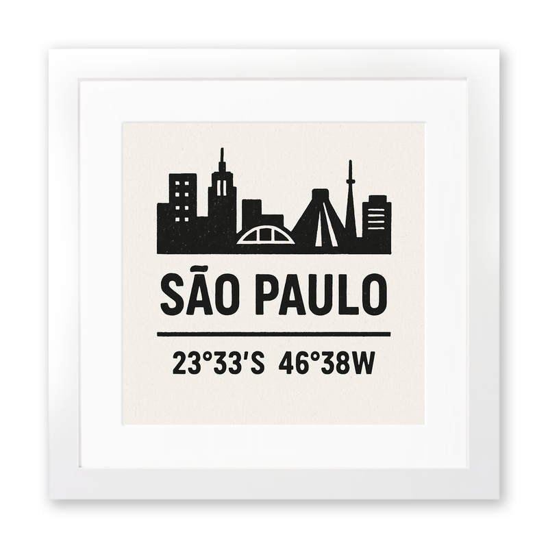 Place Coordinates Linoprint-Style Art (c282)