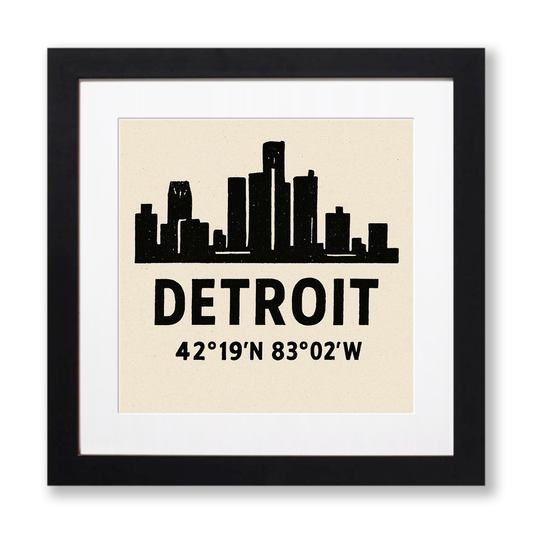 Place Coordinates Linoprint-Style Art (c258)