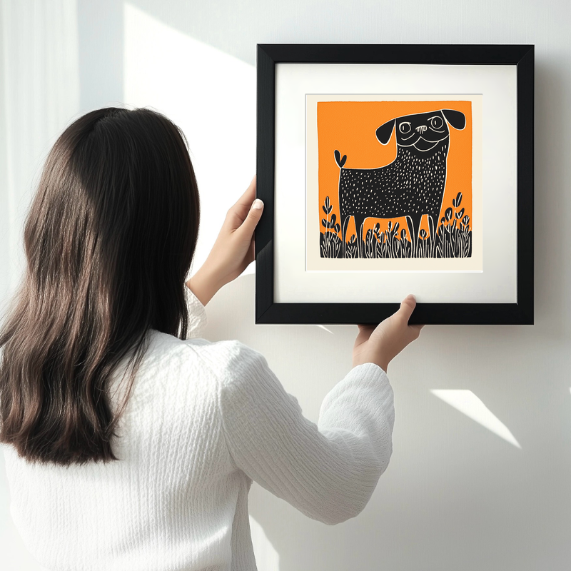 Dogue de Bordeaux Linoprint-Style Art (1464-1)