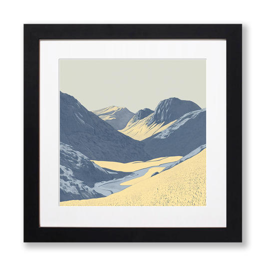 Great Gable in the Lake District Linoprint-Style Art (2436-2)