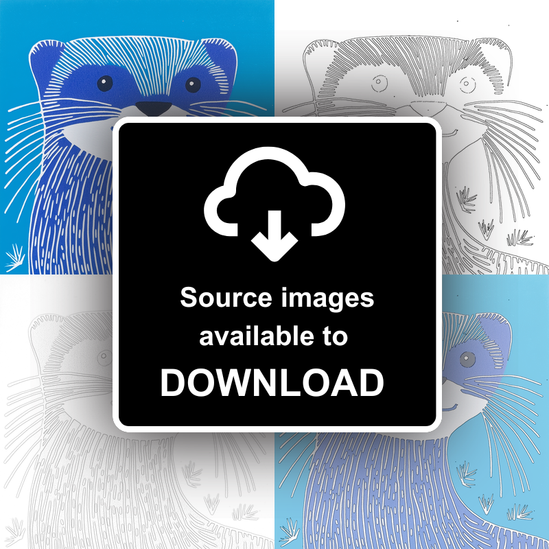 Cute Ferret Linoprint-Style Art (912-2)