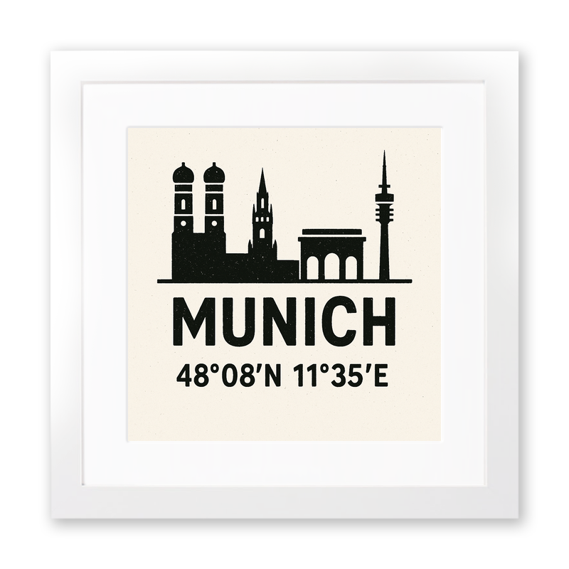 Place Coordinates Linoprint-Style Art (c254)