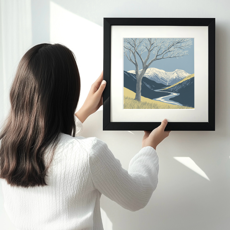 Blencathra in the Lake District Linoprint-Style Art (2363-1)