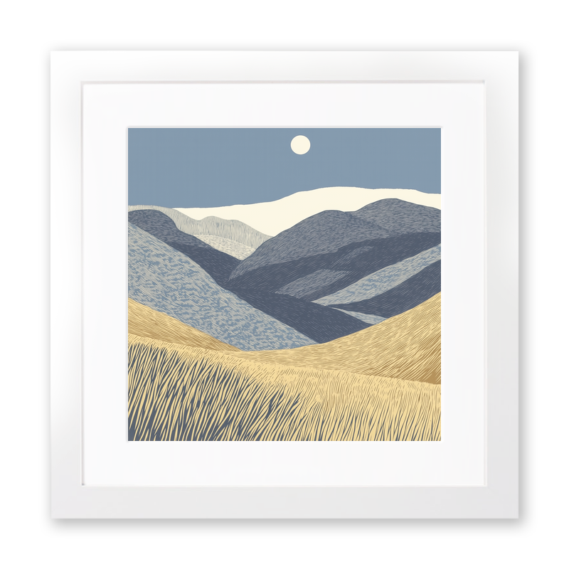 Scafell Pike in the Lake District Linoprint-Style Art (2533-1)