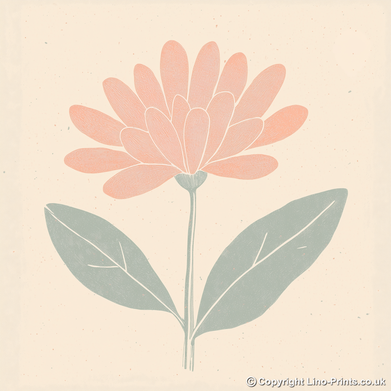 Chrysanthemum Linoprint-Style Art (1507-1)