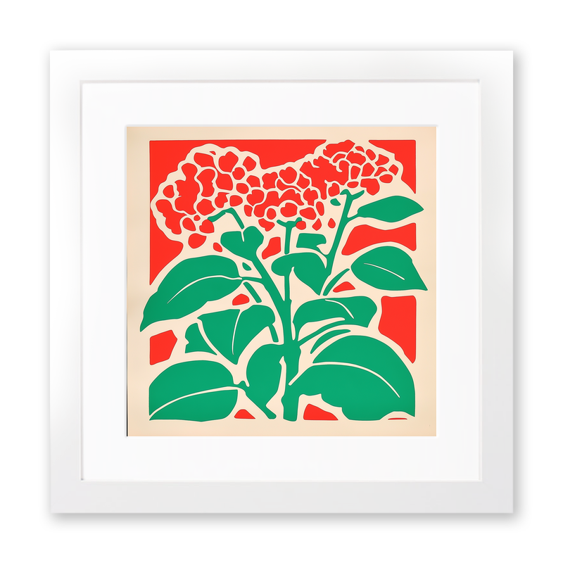 Lantana Linoprint-Style Art (1658-1)
