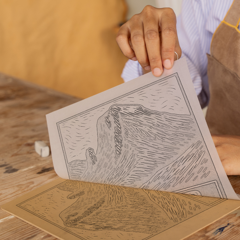 Mountains Linoprint-Style Art (c390)