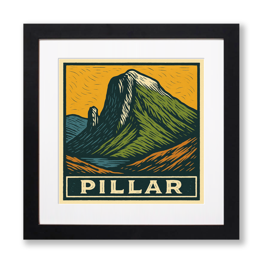 Mountains Linoprint-Style Art (c390)