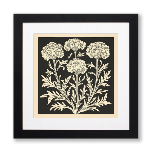 Scabiosa Linoprint-Style Art (1742-1)