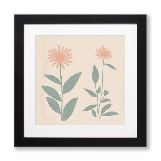 Bee Balm Linoprint-Style Art (1500-1)