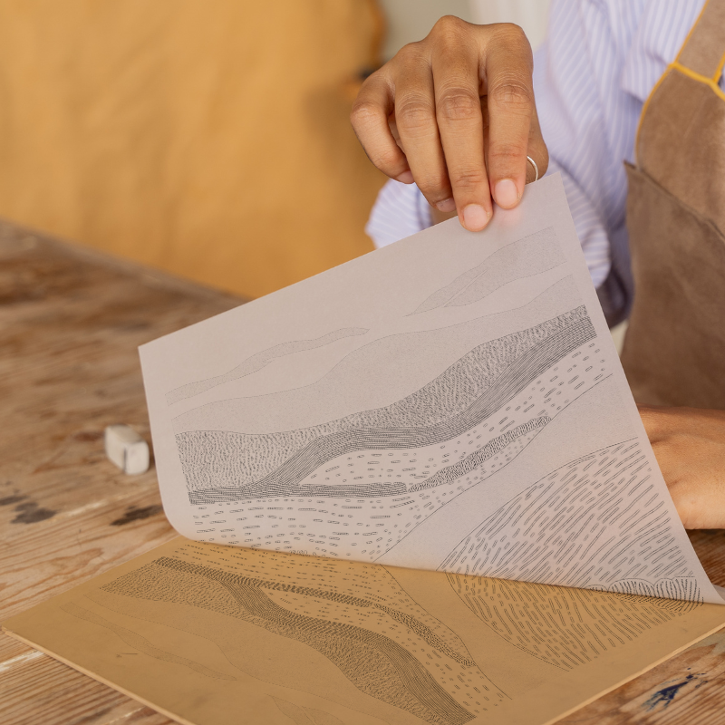 Scree slope pattern Linoprint-Style Art (2538-4)