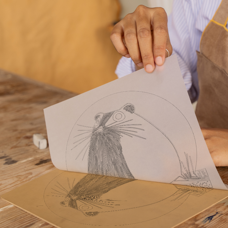 Cute Hamster Linoprint-Style Art (1207-1)