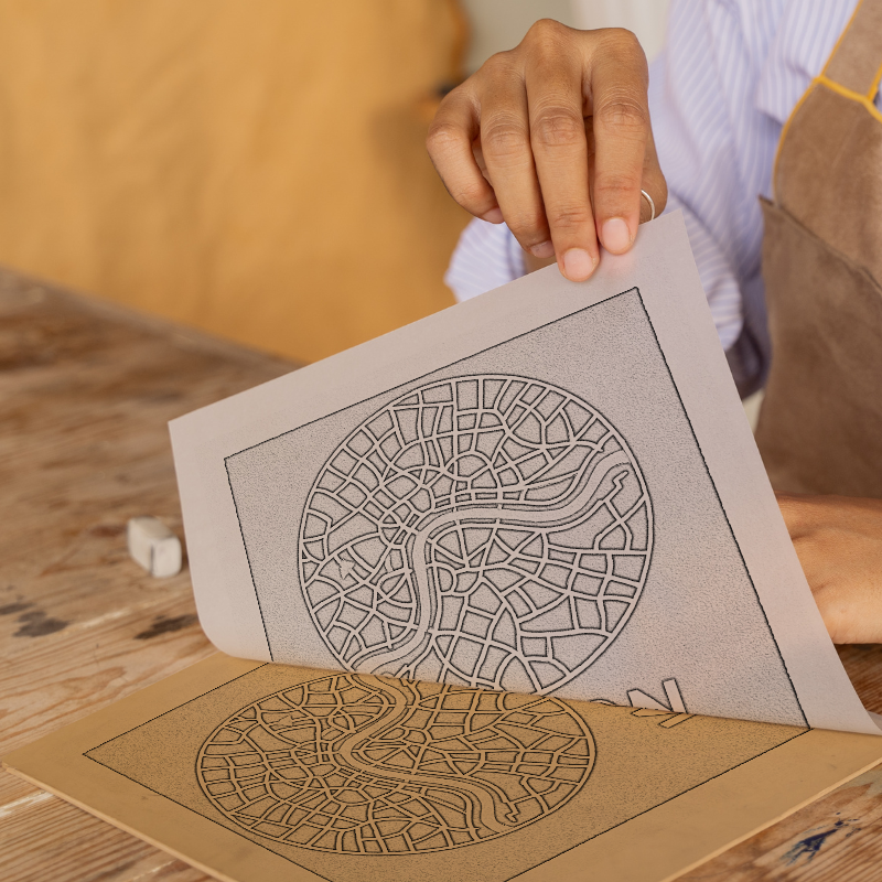 Maps Linoprint-Style Art (c13)