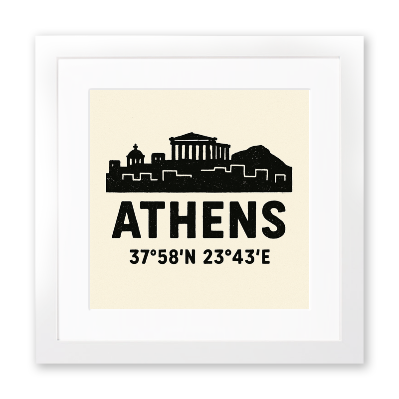Place Coordinates Linoprint-Style Art (c301)