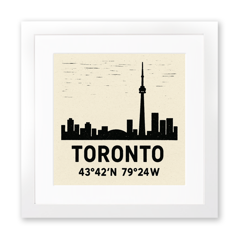 Place Coordinates Linoprint-Style Art (c340)