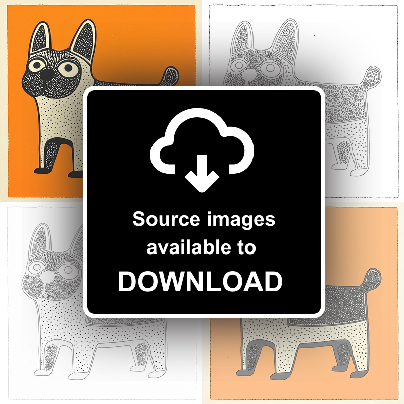 French Bulldog Linoprint-Style Art (1467-2)