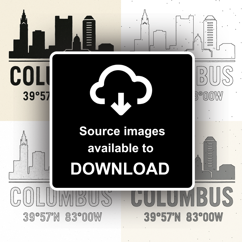 Place Coordinates Linoprint-Style Art (c261)