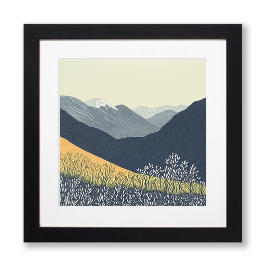 Helvellyn in the Lake District Linoprint-Style Art (2447-1)