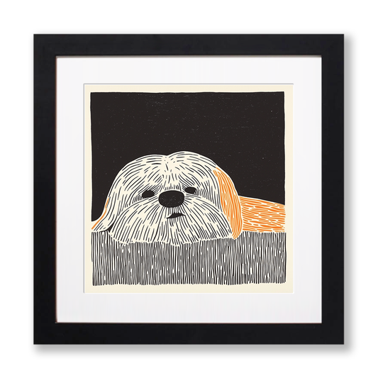 Shih Tzu Linoprint-Style Art (1486-1)