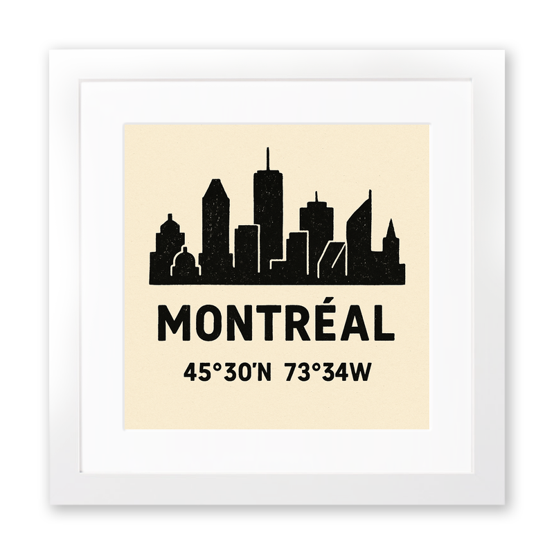 Place Coordinates Linoprint-Style Art (c296)