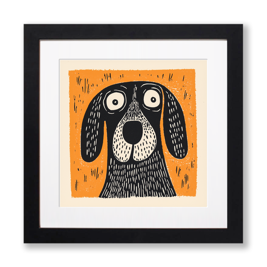 Beagle Linoprint-Style Art (1398-1)