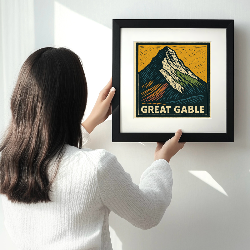 Mountains Linoprint-Style Art (c395)