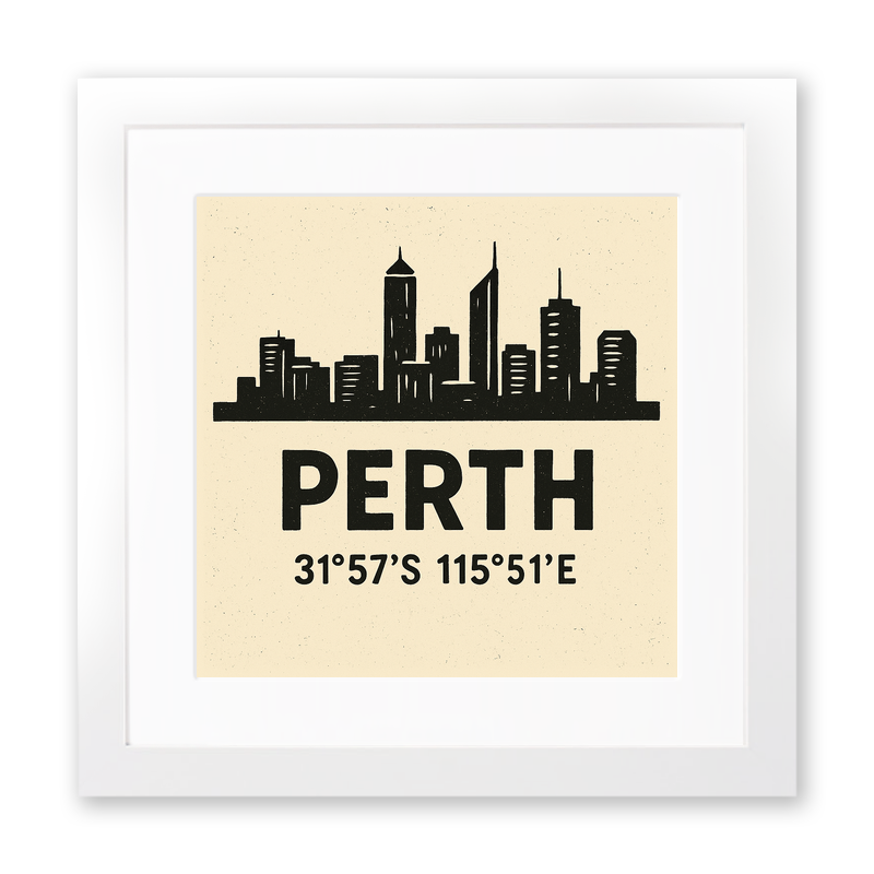 Place Coordinates Linoprint-Style Art (c292)
