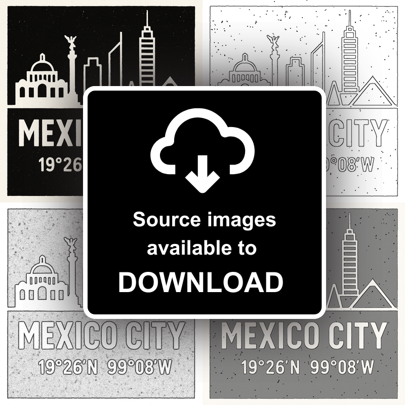 Place Coordinates Linoprint-Style Art (c283)