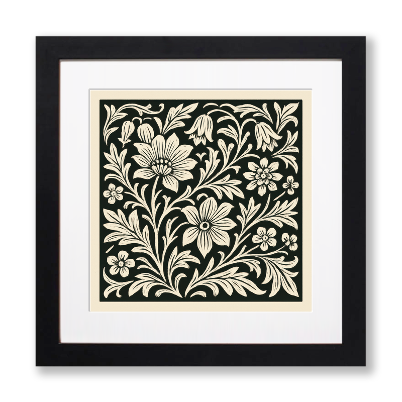 Flowers Linoprint-Style Art (c6)