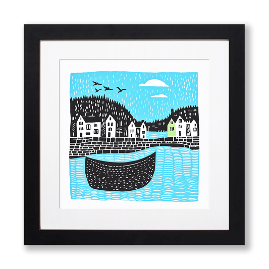Tobermory, Isle of Mull Linoprint-Style Art (822-1)