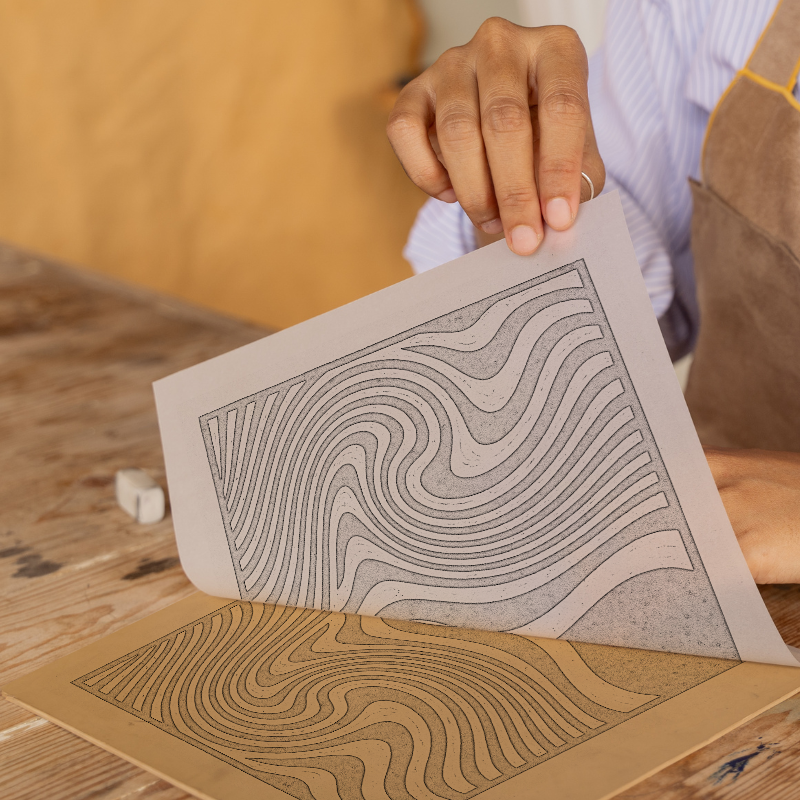 Bauhaus Design Linoprint-Style Art (c472)