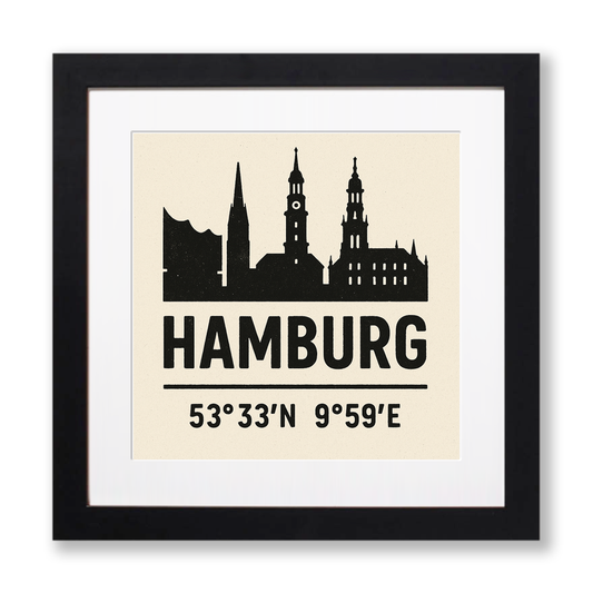 Place Coordinates Linoprint-Style Art (c255)