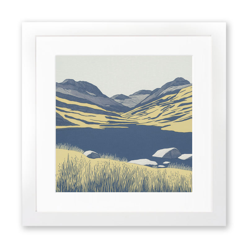 Angle Tarn Pikes view Linoprint-Style Art (2357-1)