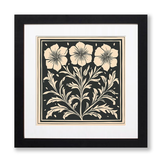 Petunia Linoprint-Style Art (1734-1)