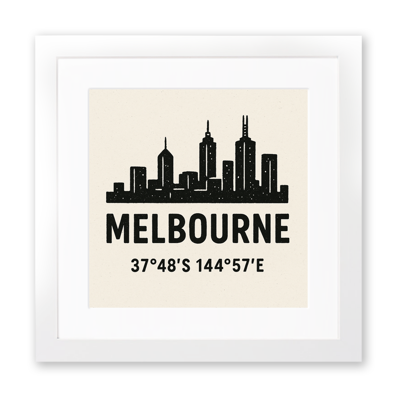 Place Coordinates Linoprint-Style Art (c322)