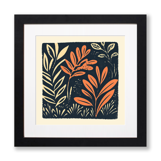Abstract botanical textures Linoprint-Style Art (499-1)