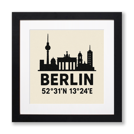 Place Coordinates Linoprint-Style Art (c333)