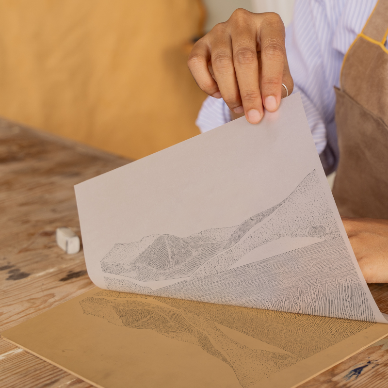 Grisedale Pike in the Lake District Linoprint-Style Art (2439-2)