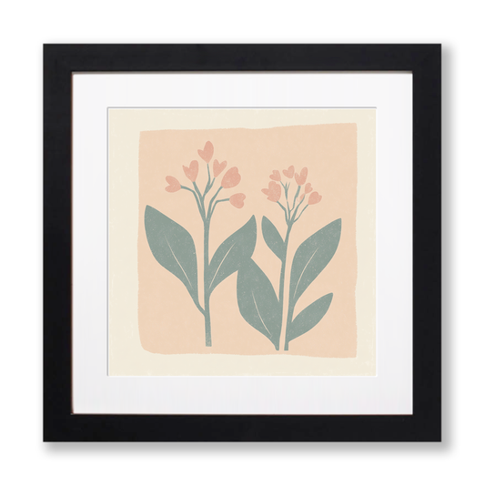 Bergenia Linoprint-Style Art (1501-1)