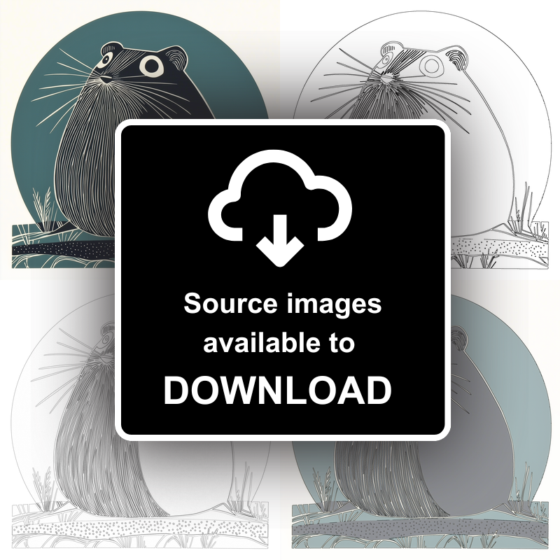 Cute Hamster Linoprint-Style Art (1207-1)